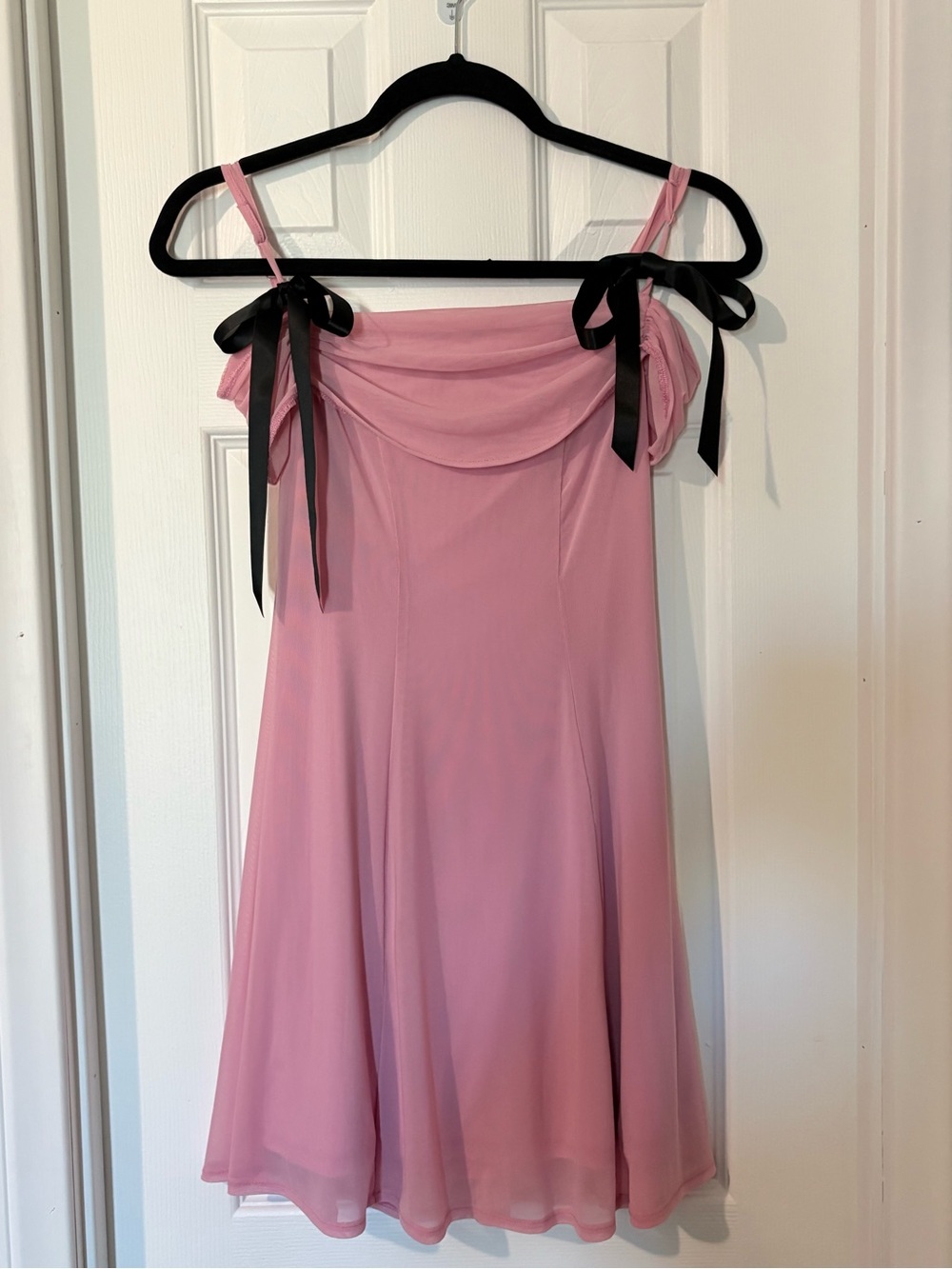 Kimchi Blue Allison Pink Mesh Cold Shoulder Bow Mini Dress XS